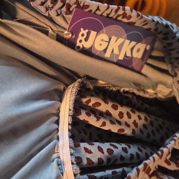 Blue & Brown Polka Dot 3-Layered Ruffle Long Dress - Picture 11 of 11